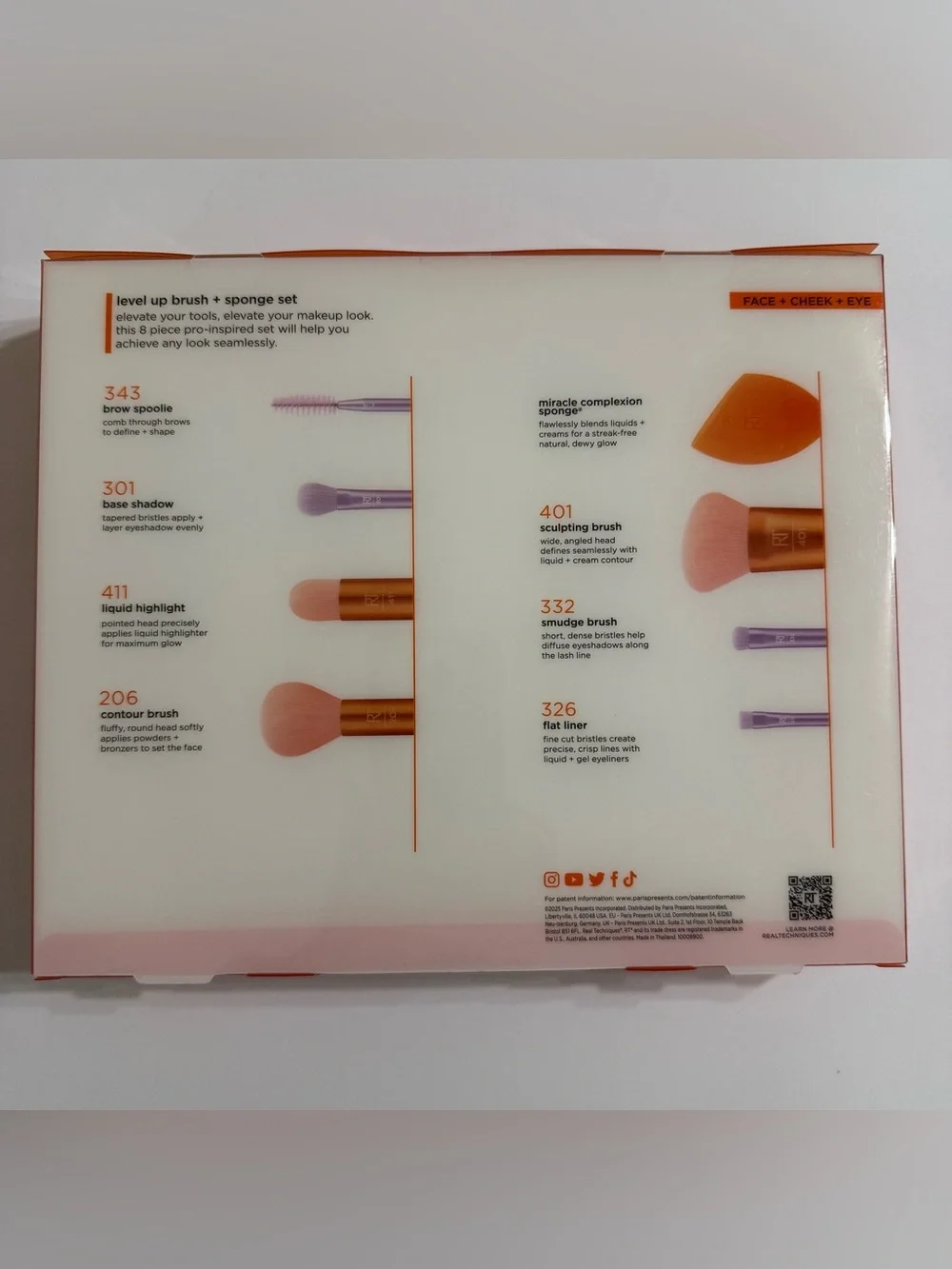 Real Techniques Orange and Pink Face & Eye Brush + Sponge Set
